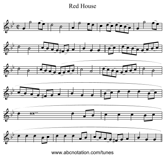 Red House - staff notation