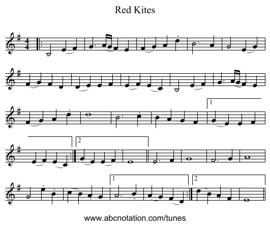 Red Kites - staff notation
