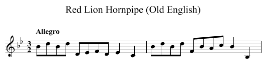 Red Lion Hornpipe (Old English) - staff notation