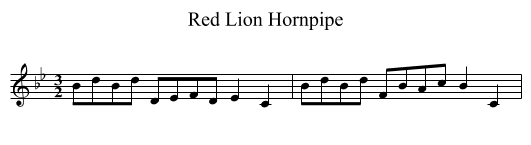 Red Lion Hornpipe - staff notation