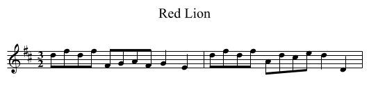 Red Lion - staff notation