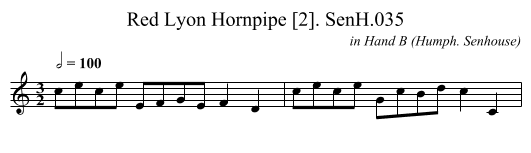 Red Lyon Hornpipe [2]. SenH.035 - staff notation