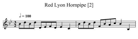 Red Lyon Hornpipe [2] - staff notation