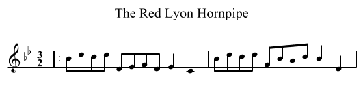 Red Lyon Hornpipe, The  - staff notation