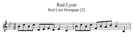 Red Lyon - staff notation