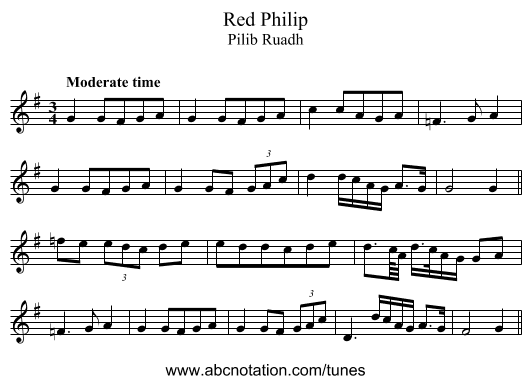 Red Philip - staff notation