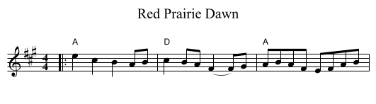 Red Prairie Dawn - staff notation