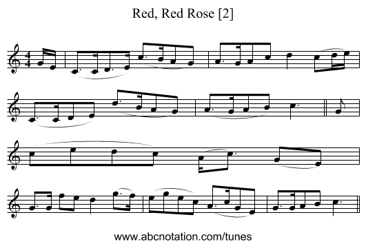 Red, Red Rose [2] - staff notation