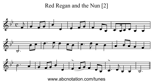 Red Regan and the Nun [2] - staff notation