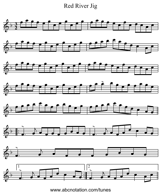 Red River Jig - staff notation