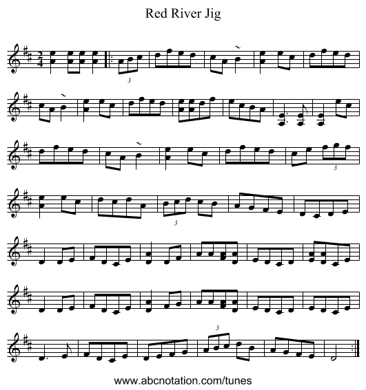 Red River Jig - staff notation