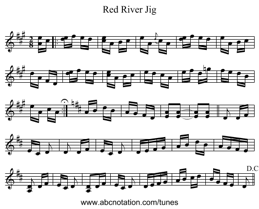 Red River Jig - staff notation