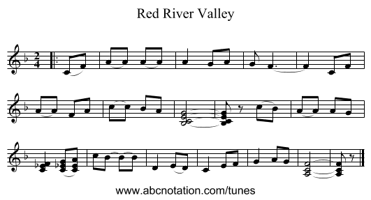 Red River Valley - staff notation