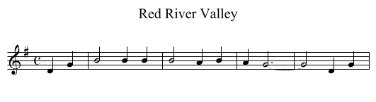 Red River Valley - staff notation