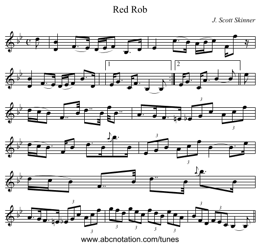 Red Rob - staff notation