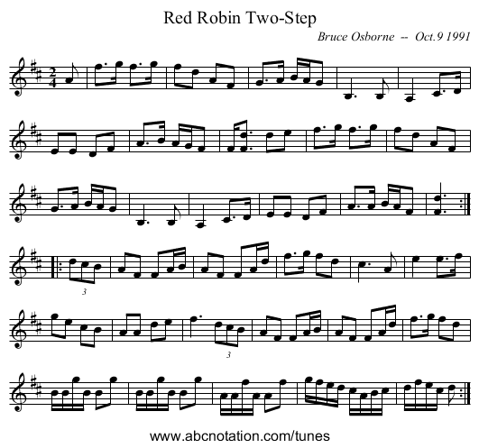 Red Robin Two-Step - staff notation