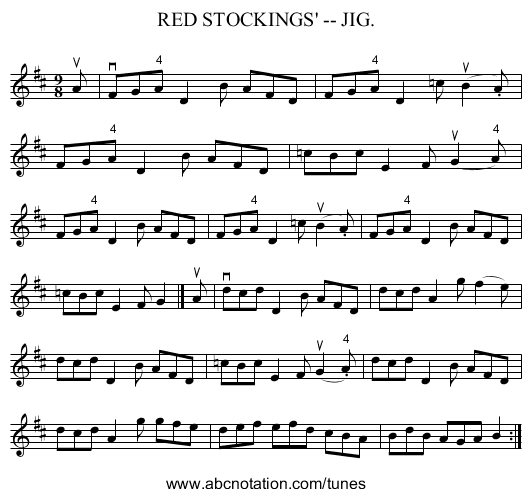 RED STOCKINGS' -- JIG. - staff notation