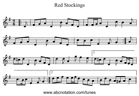 Red Stockings - staff notation