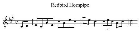 Redbird Hornpipe - staff notation