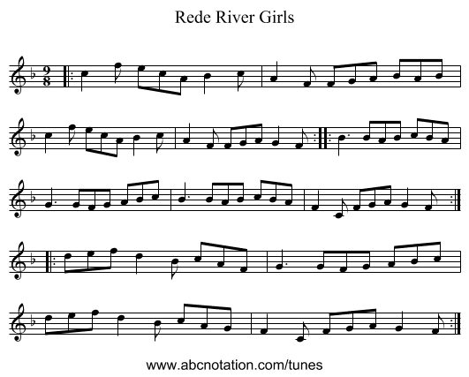 Rede River Girls - staff notation