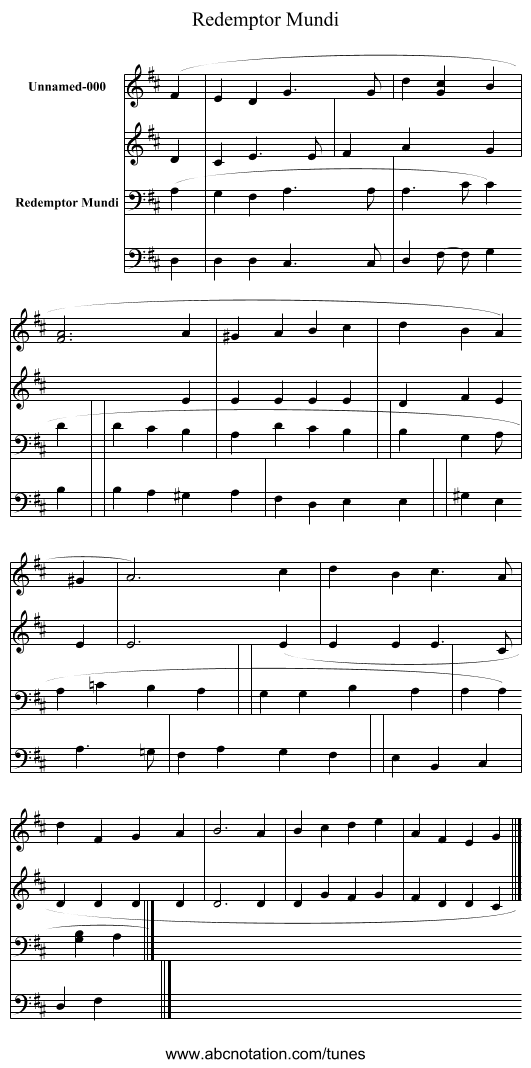 Redemptor Mundi - staff notation