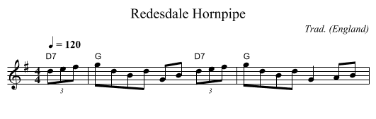 Redesdale Hornpipe - staff notation