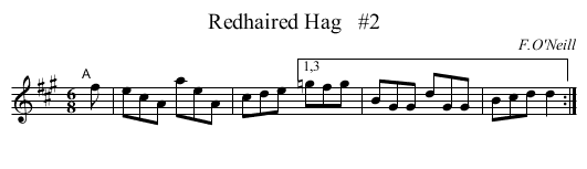 Redhaired Hag   #2 - staff notation