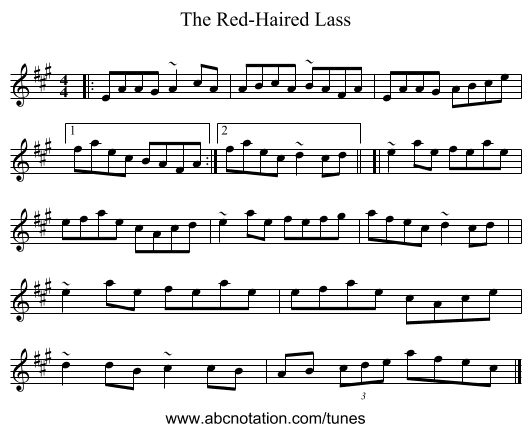 Red-Haired Lass, The - staff notation