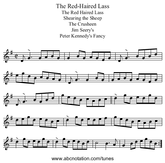 Red-Haired Lass, The - staff notation
