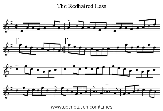 Redhaired Lass, The - staff notation