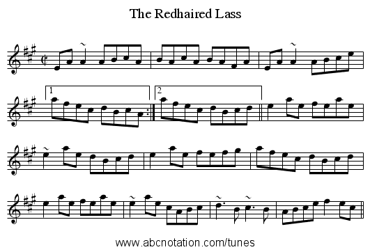 Redhaired Lass, The - staff notation