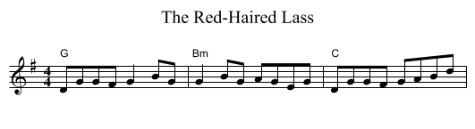 Red-Haired Lass, The  - staff notation