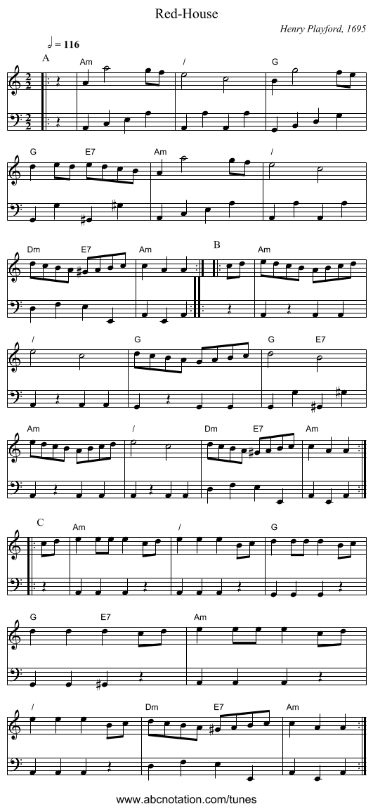 Red-House - staff notation