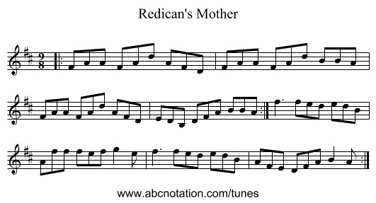 Redican's Mother - staff notation