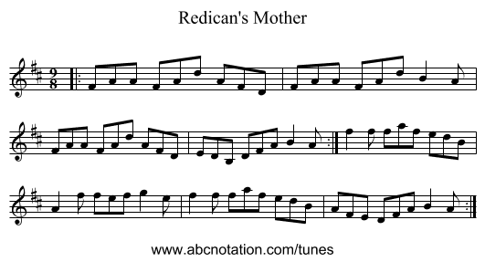 Redican's Mother - staff notation