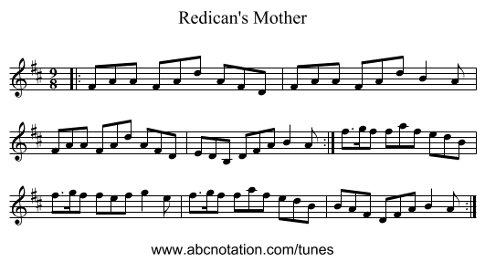 Redican's Mother - staff notation
