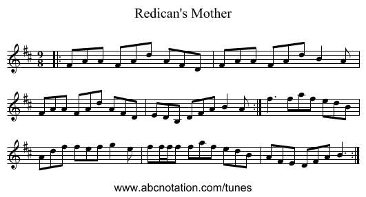 Redican's Mother - staff notation