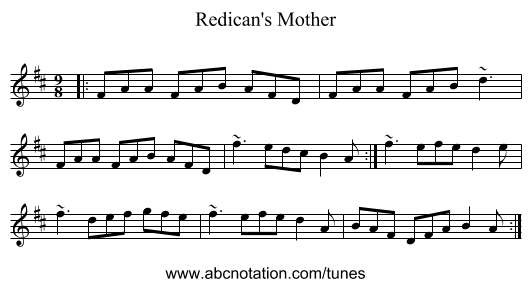 Redican's Mother - staff notation