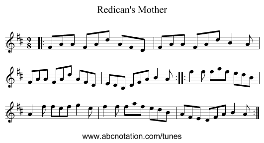 Redican's Mother - staff notation