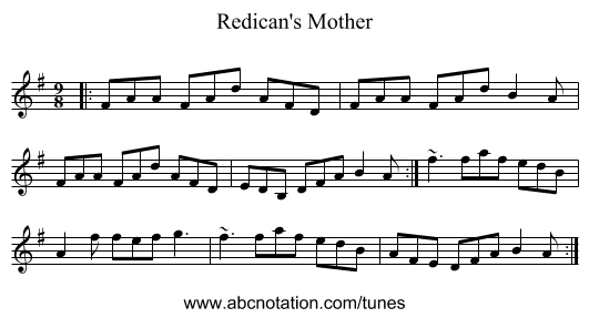 Redican's Mother - staff notation