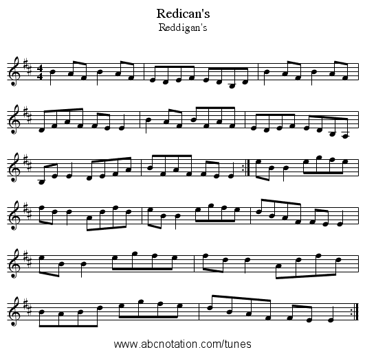 Redican's - staff notation