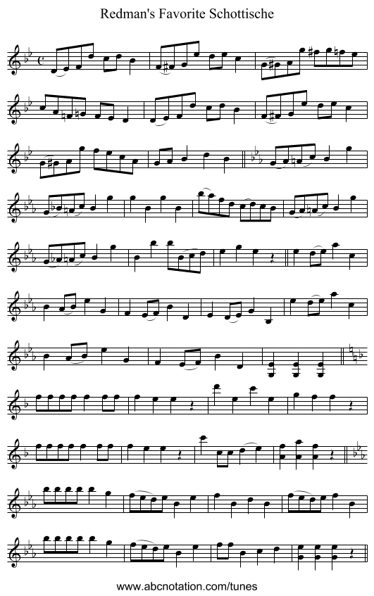 Redman's Favorite Schottische - staff notation