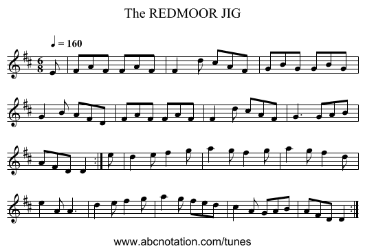 REDMOOR JIG, The - staff notation