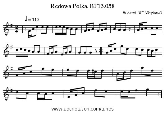Redowa Polka. BF13.058 - staff notation