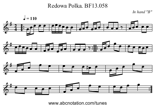 Redowa Polka. BF13.058 - staff notation