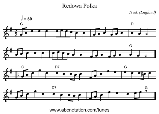Redowa Polka - staff notation