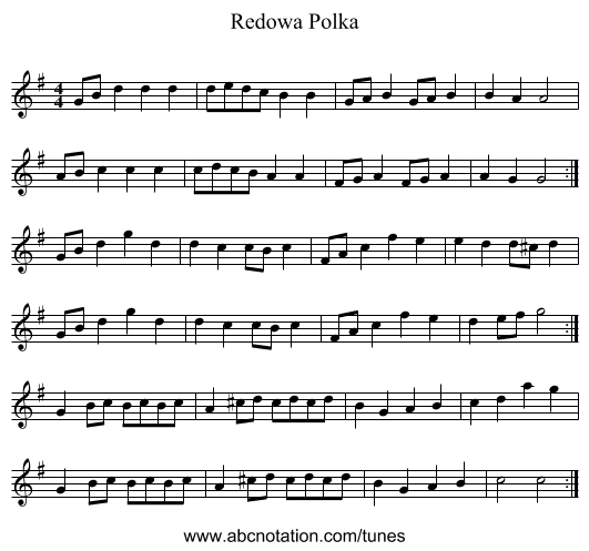 Redowa Polka - staff notation