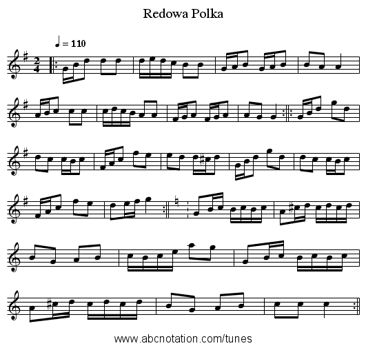 Redowa Polka - staff notation