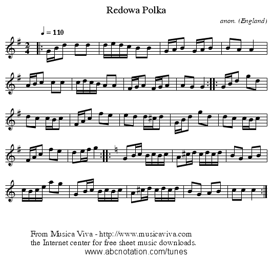 Redowa Polka - staff notation