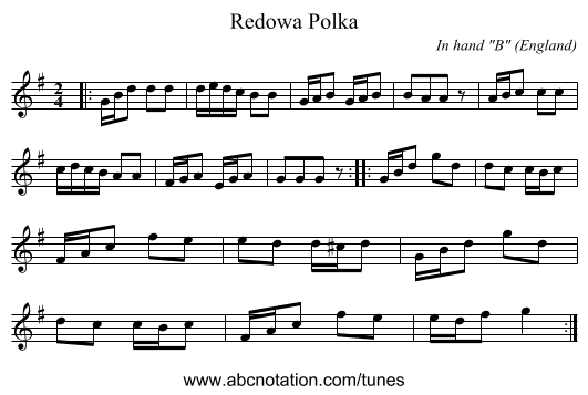 Redowa Polka - staff notation